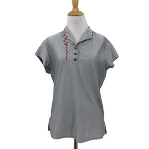 Jamie Sadock Polo Shirt Womens S Small Gray Silver Striped Short Sleeve Golf